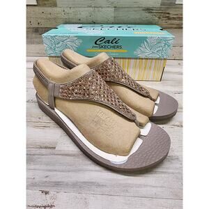 Cali Skechers With Yoga Foam Sandals Vegan Size 10 119770 Rockstar Taupe shees